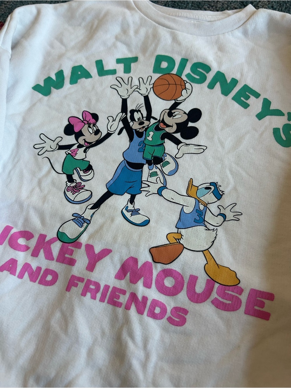 Disney White Kids Sweatshirt with Mickey & Friends Basketball Graphic - Picture 2 of 5